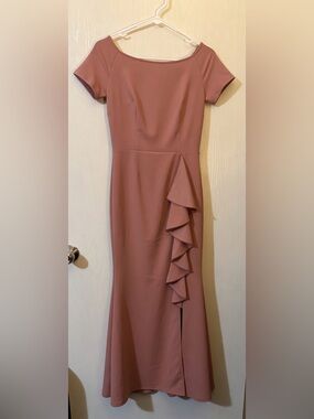 AISIZE Women's Elegant Off Shoulder Ruffle Formal Evening Long Dress Size Small